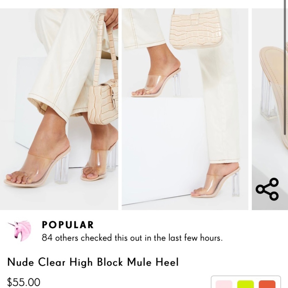 Nude Clear High Block Mule Heel